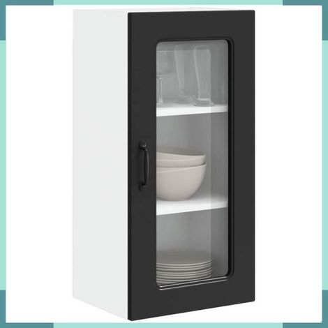 Armoire murale de cuisine - Kalmar - Noir - Bois d'ingénierie - Lot de 2 (40 x 31 x 80 cm) (1/5)