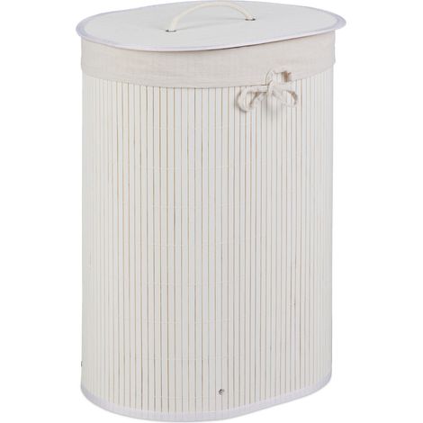 Cesto per biancheria ovale design moderno portaoggetti bagno 46 l in bambù naturale 130010064