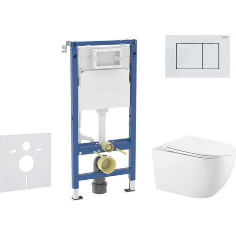 Geberit Duofix - Set bâti-support, cuvette Gaia et abattant softclose, plaque de déclenchement Delta30, blanc alpin SANI11CA3146B