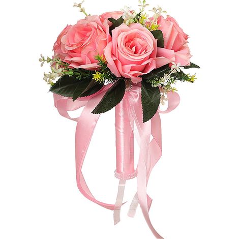 Bouquet Artificiel - Rose Artificielle - Pour Mariage Fiançailles Décoration Intérieure Extérieure - 1 Pièce - Rose Rose Clair (1/5)
