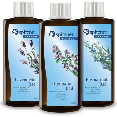 Spitzner Badezusatz Set Südländische Lebensart 3x 190ml Lavendelöl Thymianöl Rosmarinöl