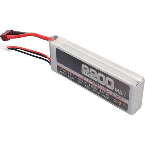 Batterie LiPo 7,4 V 2S 2200 mAh 35C pour avions RC, batterie lithium haute capacité avec tête d'équilibrage XH pour prise T de remplacement (1/5)