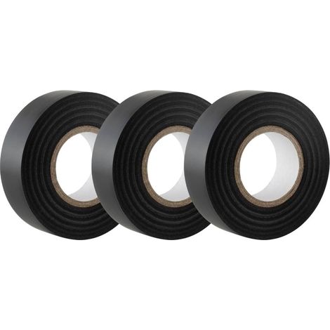 Black Electrical Tape, 19mm x 20m, Strong Self-Adhesive PVC Insulation Tape for Insulating, Repairing and Protecting Electrical Wires, 3 Rolls (1/5)