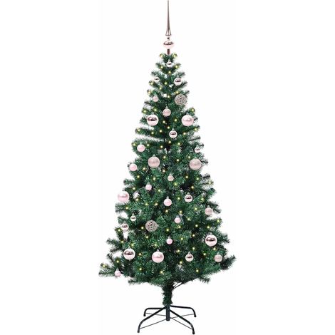 Sapin de Noël，Arbre de Noël artificiel pré-éclairé Vert 150 cm PVC et métal CFW11654 (1/5)