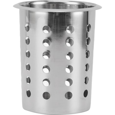 Porte-ustensiles de cuisine en acier inoxydable 304, grande capacité, design anti-désordre avec trous pour comptoir (1/5)