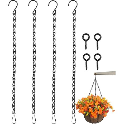Pieces Black Hanging Chains, 50cm Hanging Basket Chain, Flower Pot Chain with Clip Hook, Metal Hanging Chain for Flower Pots, Bird Feeders, Lanterns, Decorations (1/5)