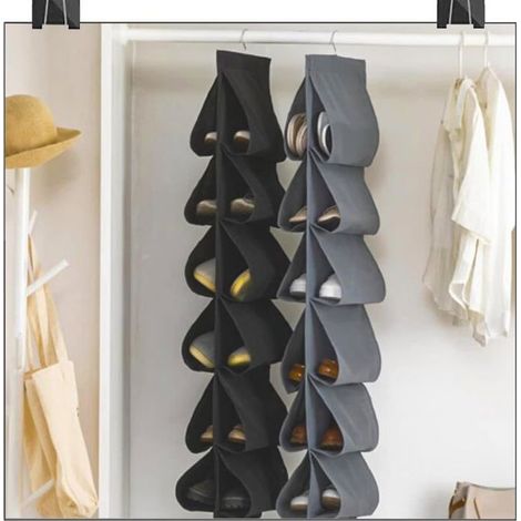 Rangement à chaussures de porte - Organisateur de chaussures à 12 poches - Rangement à chaussures - Gris (1/5)