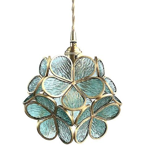 Lampe en laiton et verre, lampe de chevet pour chambre, restaurant, hôtel, couloir, entrée, lustre en forme de pétale de cœur pour fille (1/5)