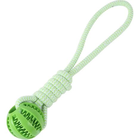 Balle distributrice de friandises interactive avec corde, jouet à mâcher en caoutchouc résistant, jouet d'entraînement à la traction et au rapport, jouet distributeur de friandises lent pour tous les (1/5)