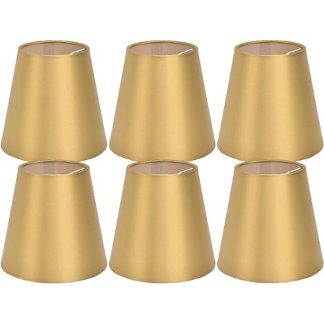 Enowelir 6 pièces E14 abat-jour tissu abat-jour lampe de Table plafonnier abat-jour pour chambre salon or PX153 (1/4)