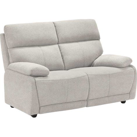 Canapé fixe 2 places tissu polyester gris clair - MIGUEL (1/5)