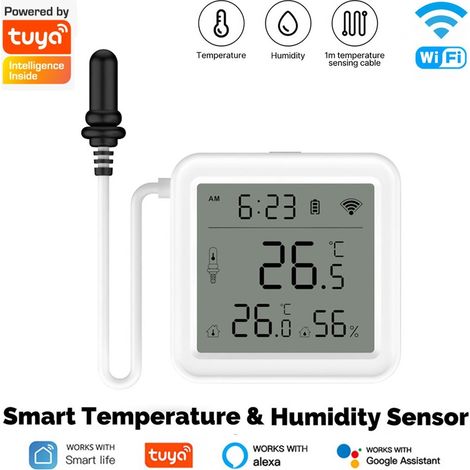 Tuya Termoigrometro Smart WiFi con Sonda Esterna per Temperatura e Umidità (1/5)