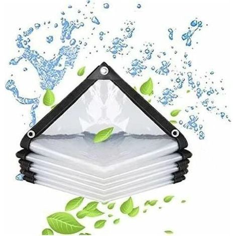 Telone trasparente impermeabile con occhielli - per mobili da giardino - adatto per uso esterno - resistente alla pioggia - protezione delle piante - antipolvere - 2 x 2 m (1/4)