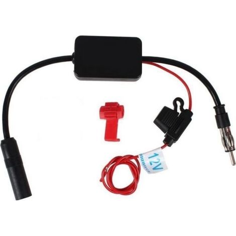 12V FM-AM Radio Signal Amplifier, 80-108MHz, Antenna for Car, Marine Boat, Auto Black -FY613 (1/4)
