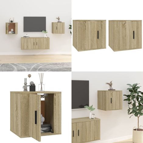 Meubles TV muraux 2 pcs Chêne sonoma 40x34,5x40 cm - Meuble Tv Mural - Meuble Tv Moderne - Meuble Tv Suspendu - Étagère Murale - Armoire Multimedia - Home & Living (1/5)