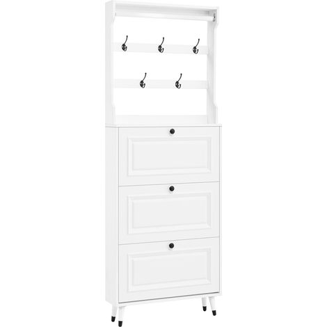 Mueble recibidor con zapatero y perchero 66 x 17 x 180 cm blanco HOMVRA (1/5)