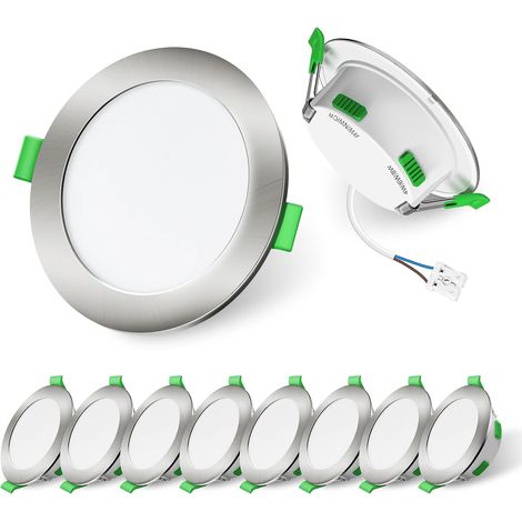 Spot LED Encastrable 7W 230V Dimmable, 3000K 4000K 6500K Couleur Réglable Spot Salle de Bain IP65, Extra Plat 29mm Spot Plafond, Lot de 6, Rond Blanc (1/5)