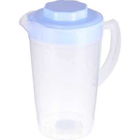 Hitzebeständiger Kaltwasserkrug aus Kunststoff, großes Fassungsvermögen (2 l) für Getränke, Sojamilch, Saft und aromatisierten Tee (blau). – 23 x 2,6 x 2,6 cm – Blau (1/2)