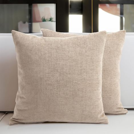 Housse de Coussin - Lot de 2 - Chenille - Fermeture Éclair Invisible - Salon et Canapé - 45x45 cm