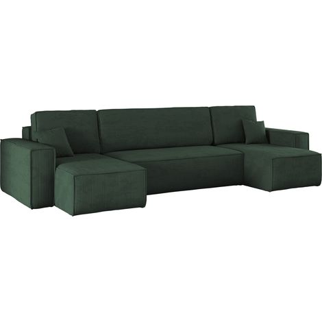 Ecksofa mit schlaffunktion und bettkasten, Sofa U-form, Couch U-form BEST Cord Grün (1/5)