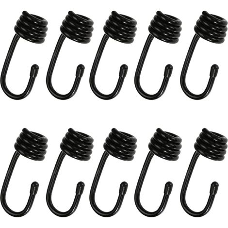 Crochet de corde en spirale, 10 pièces, crochet de corde en métal absorbant les chocs, crochet de fil en spirale recouvert de plastique pour cordon élastique, rallonge