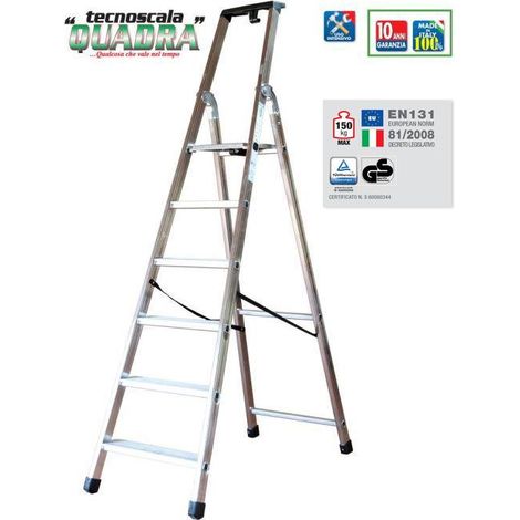 Escalera doméstica de aluminio con peldaños cuadrados de 8 peldaños