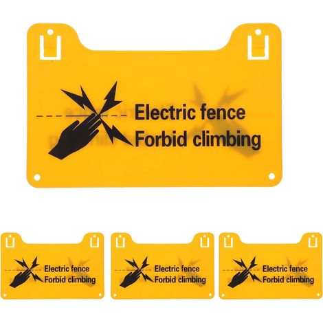 Panneau d'avertissement pour clôture électrique 4pcs PVC 20x12,8 cm avec trous pré-percés pour sécurité à la ferme et maison (1/5)