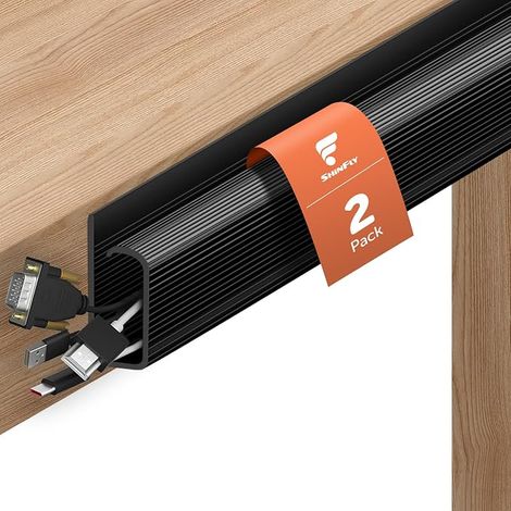 0,4m x 2 Goulotte Passe Cable, Noir Gestion des Câbles de Bureau (1/5)