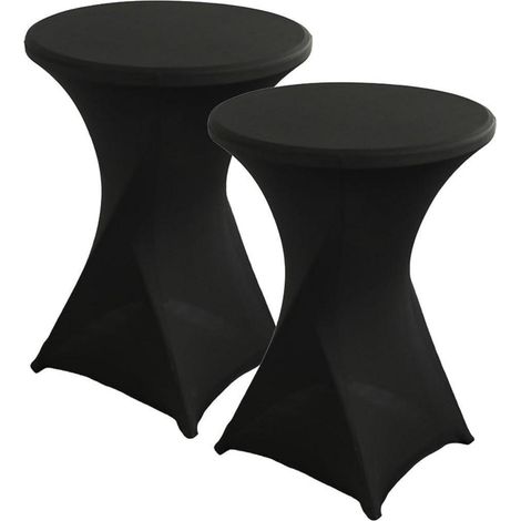Stretch Stehtischhussen 2er Set Schwarz Ø 80-85 cm Spandex Hussen für Stehtische