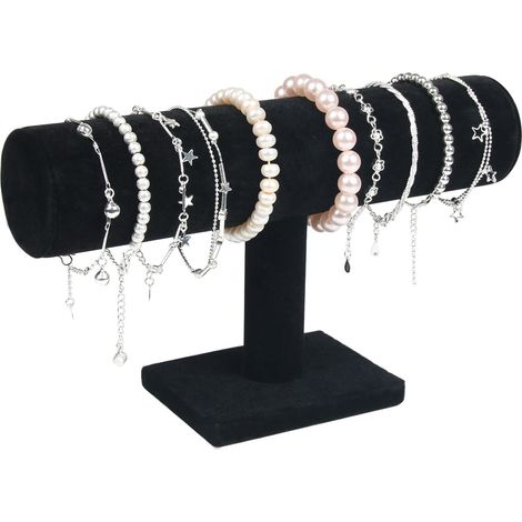 Porte-bracelet, bracelet présentoir en velours de T, porte-bijoux 23,5 x 14 x 5 cm, pour ranger et organiser bijoux, montres et colliers (1/5)