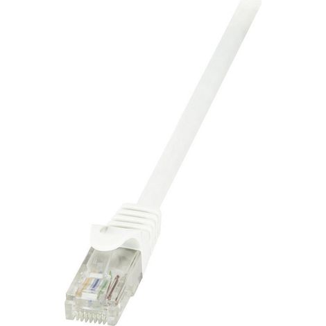 LogiLink CP2061U RJ45 Patchkabel CAT 6 U/UTP 3.00 m Weiß mit Rastnasenschutz 1 St.