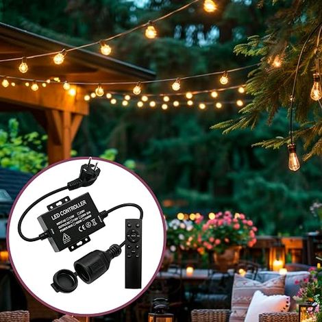 Variateur de Guirlande Lumineuse LED avec Télécommande RF Touches, Universel pour BandeLED 220V/Ampoules/Lumière artificielle, Lumière Mode Luminosité