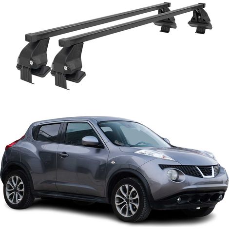 OMAC Dachträger Querträger Stahl für Nissan Juke I 2010-2019 – Abschließbar – City-Crash-getestet – DIN 75302:2019 – ISO/PAS 11154:2006 – Max. 50 kg Schwarz (1/5)