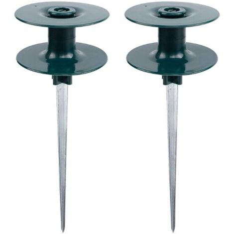 Ahlsen Lot de 2 guides de tuyau d'arrosage, en zinc antirouille robuste avec piquet en métal vert foncé pour arrosage, guides de tuyaux d'eau, guide sur piquet en zinc (1/5)
