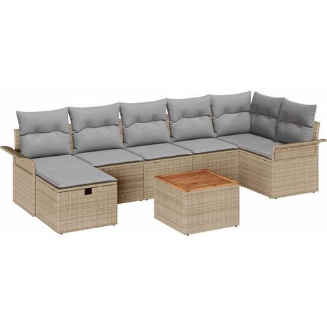 Maison Exclusive - Conjunto de sofás de jardín 8 pcs Beige ratán (1/5)