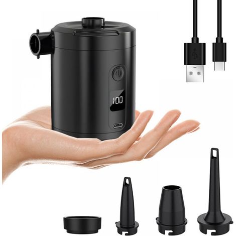 Pompe à Air Électrique Rechargeable 5200 mAh avec Écran Numérique, Gonfleur Rapide 280 L/Min, 3 Buses + Joint pour Sac sous Vide, Portable pour Matelas et Piscine (1/5)