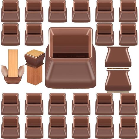 16-Pack-Stuhl-Bodenbelag-Protektoren, Filz-Pads auf den Beinen des Stuhls, Silikon-Stuhl-Beinabdeckung, Reduzierung von Geräuschen und Kratzern, Geeignet für Stuhl-Protektoren für Hartholzfußboden (br