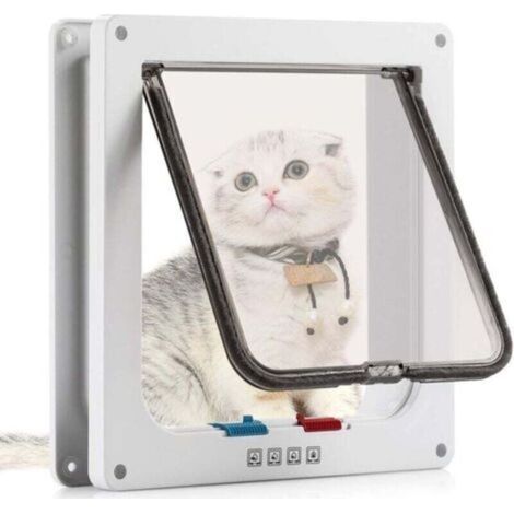 Chatière magnétique 4 positions Ulisem, chatière avec tunnel pour chats et petits chiens (M-19,7 x 19 x 5,5 cm, blanc) (1/4)