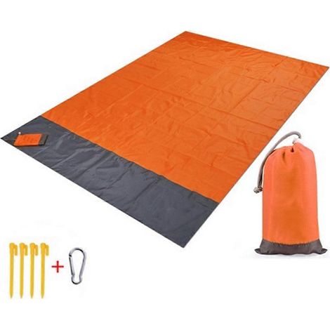 Tapis de camping extérieur, tapis de pique-nique, tapis portable en tissu Oxford, tapis pliable et imperméable - Orange (1/5)