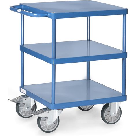 fetra Tischwagen, 3 Stahlblech-Plattformen bündig, Ladefläche 600 x 600 mm (1/2)