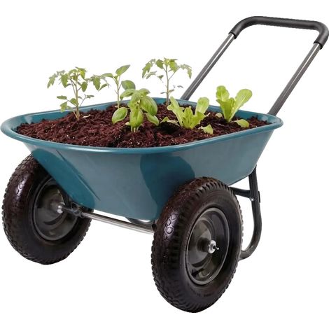 Carriola, capacità 800 libbre, maniglia ergonomica, verde militare (1/2)