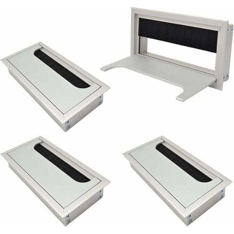 Passe-câble Couvercle Passe Câbles Fil Carrée 80x 160mm pour Encastrer sur Table de Bureau Organisateur de Cables pour Meuble Aluminium Argent Anodisé Passage de Câble Cache-Câble Lot de 4,de DEBUNS (1/5)