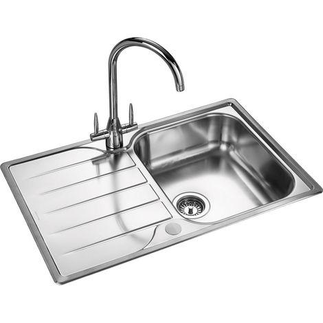 Rangemaster Michigan Stainless Steel Reversible 1 Bowl Inset Kitchen Sink Sinks (1/5)