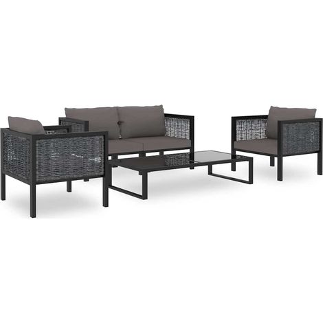 Maison Exclusive - Set Divani da Giardino 5 pz con Cuscini in Polyrattan Antracite (1/5)