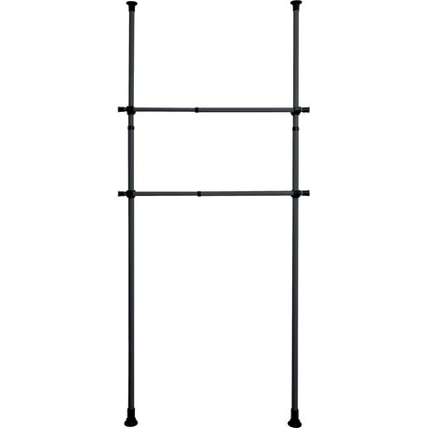 Wenko – Lot de 2 barres télescopiques pour penderie – Tringle extensible 75-120 cm – Métal noir – Fixation sans perçage – Charge max 20 kg