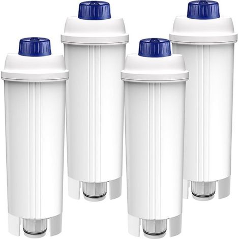 Filtres à eau, lot de 4, compatibles DeLonghi Magnifica S, Dinamica, ECAM, ETAM et EC, remplaçant DLSC002, cartouches anti-calcaire et chlore (1/5)