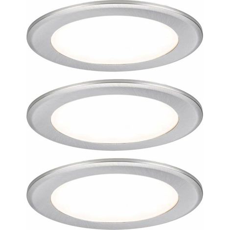 Paulmann LED Möbel-Einbauleuchte eisen gebürstet Ø 6,5 cm warmweiß 3er Set Deckenlampen