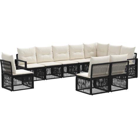 Gartensofa-set 10 pcs Schwarz Poly-Rattan vidaXL