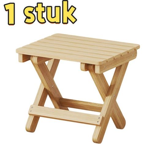 Tabouret pliant en bois massif – Siège portable pour intérieur et extérieur – Idéal pour salon, chambre, camping ou jardin – 28 × 22 × 26 cm – Bois naturel (1/5)