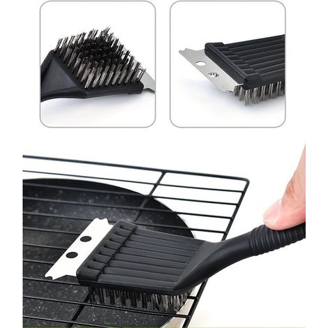 Cepillo multifuncional para barbacoa, cepillo de alambre de acero inoxidable para barbacoa, cepillo de limpieza para horno y parrilla (1/5)